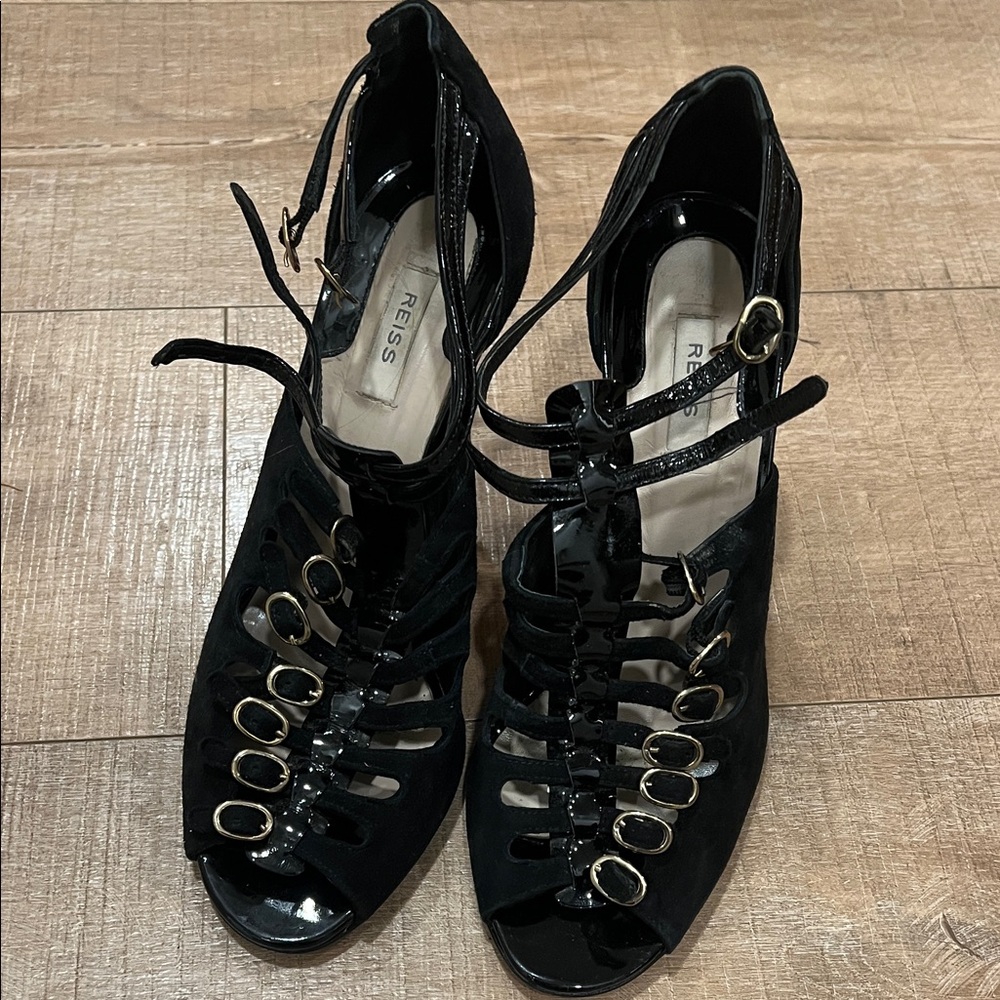 Reiss Black Strappy Heels size 9 1/2